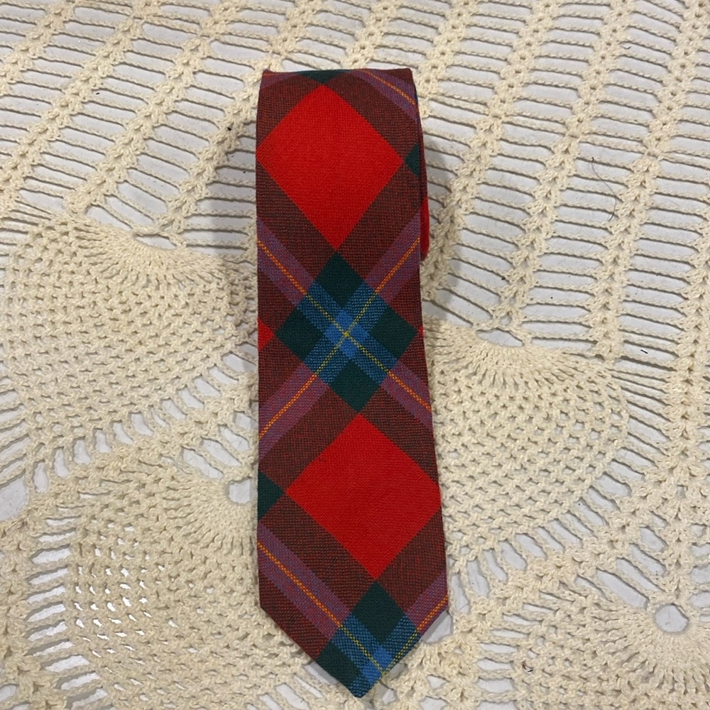 MacLaine of Lochbuie" Red Plaid Tie. 100% Wool.  Made in Scotland.